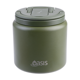 Oasis Stainless Steel Insulated Food Flask w/ Quick Release Lid & Spork 700ml - Forest Green