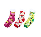 3 Pairs Socks Adults Heat Control Extra Sherpa Lined Anti-Slip Version Four B Assorted