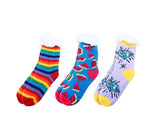 3 Pairs Socks Adults Heat Control Extra Sherpa Lined Anti-Slip Version Four A Assorted