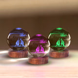 Australiana 3D Crystal Ball Lamp with Warm LED Wooden Base