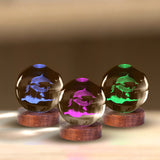 Dolphin 3D Crystal Ball Lamp With LED Light Base USB Powered
