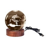 Dolphin 3D Crystal Ball Lamp With LED Light Base USB Powered
