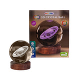 Saturn 3D Crystal Ball Lamp with Warm LED Wood Base