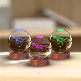 T-Rex 3D Laser Engraved Crystal Ball Lamp with LED Base