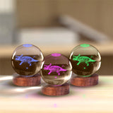 Triceratops 3D Laser Engraved Crystal Ball LED Night Lamp