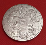 1x Zodiac Signs Collectible Coin Metal Badge Double-Sided Silvery - Aries