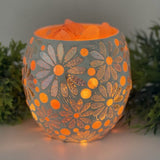 White Flower Glass Mosaic Vase Bowl Himalayan Crystal Salt Lamp Natural Rock Vase Lamp