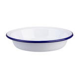 Falcon Enamel Round Pie Dish White/Blue Rim 22cm