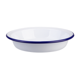 Falcon Enamel Round Pie Dish White/Blue Rim 22cm