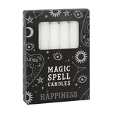 Pack of 12 White Happiness Spell Candles Magic Spell Candles White