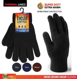 3pair Gloves Heat Control Workwear Thick Thermal Lined Knitted Grey Navy Brown
