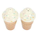 Ice Cream Cone Salt and Pepper Shaker Ceramic Set