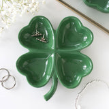 Four-Leaf Clover Ceramic Trinket Tray for Lucky Home Decor