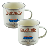 Rojo Bushells Tea Enamel Mug Set of 2 450ml Cream