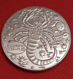 1x Zodiac Signs Collectible Coin Metal Badge Double-Sided Silvery - Scorpio