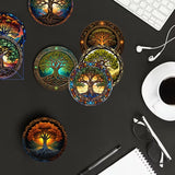 8pcs Set of Tree of Life Coasters Pads Drink Coasters Non-Slip Table Mats