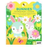 Petit Collage Bunnies Colouring Book with Stickers Multi-Coloured