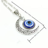 1pc Blue Evil Eye Moon Necklace Alloy Pendant Jewelry Lucky Fashion Golden