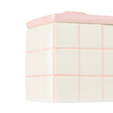 Emporium Lulu Collection Ceramic Storage Box Pink Grid Pattern