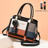 Plaid Decorated Woman Fashion Small Handbag Ball Decoration Random Pattern Black Strap
