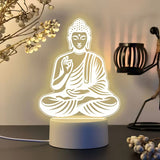 1x Acrylic Buddha Statue Night Light Decorative Ornament Zen Decor