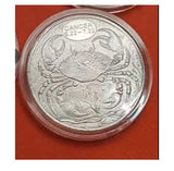 1x Zodiac Signs Collectible Coin Metal Badge Double-Sided Silvery - Cancer