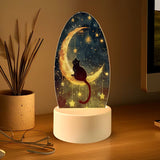 1x Dreamy Starry Sky Cat Acrylic Night Light Decorative Ornament Decor