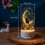 1x Dreamy Starry Sky Cat Acrylic Night Light Decorative Ornament Decor
