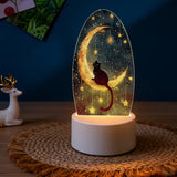 1x Dreamy Starry Sky Cat Acrylic Night Light Decorative Ornament Decor