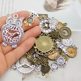 10x Clock Watch Charms Random Mixed Zinc Alloy Vintage Necklace Pendant Jewelry Steampunk Assorted