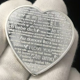 1x Coin Love Silver Colorful Rose Flower Inspirational I Love You in 52 Languages