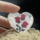 1x Coin Love Silver Colorful Rose Flower Inspirational I Love You in 52 Languages