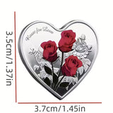 1x Coin Love Silver Colorful Rose Flower Inspirational I Love You in 52 Languages