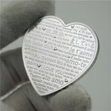 1x Coin Love Silver Colorful Rose Flower Inspirational I Love You in 52 Languages