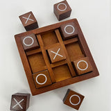 Classic Wooden Cross XO Game Set with 9 Building Blocks And a Base