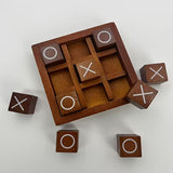 Classic Wooden Cross XO Game Set with 9 Building Blocks And a Base