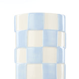 Lulu Collection Round Check Vase Blue