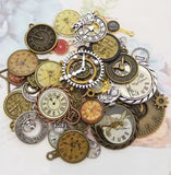 10x Clock Watch Charms Random Mixed Zinc Alloy Vintage Necklace Pendant Jewelry Steampunk Assorted