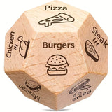 1pc Wood Dice Twelve-sided Games Decor Food Choices Dinner lunch Valentine Day