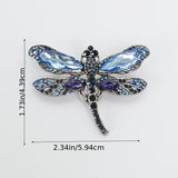 Blue Crystal Dragonfly Brooch Elegant Lapel Pin Fashion Jewelry Gift
