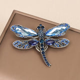 Blue Crystal Dragonfly Brooch Elegant Lapel Pin Fashion Jewelry Gift