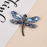 Blue Crystal Dragonfly Brooch Elegant Lapel Pin Fashion Jewelry Gift