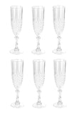 6 pieces Crystal Deco Champagne Glass Clear Acrylic Flute 230ml Lemon & Lime