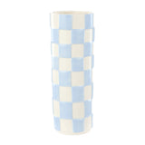 Lulu Collection Round Check Vase Blue