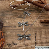 1pc Vintage Dragonfly Pendant Necklace Boho Charm Jewelry Women Elegant Silvery