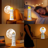 LED Night Lamp Lighthouse Rechargeable Motion Sensor Moonlight Projection Lamp Home