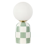 Emporium Archie Table Lamp Green & White Checkered Ceramic