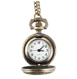 Vintage Pocket Mini Watch Alloy Roman Number Dual Time Display Clock Necklace Chain