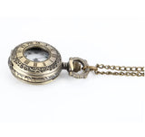 Vintage Pocket Mini Watch Alloy Roman Number Dual Time Display Clock Necklace Chain