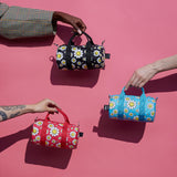 LOQI Smiley Flowers Small Weekender Bag Raspberry